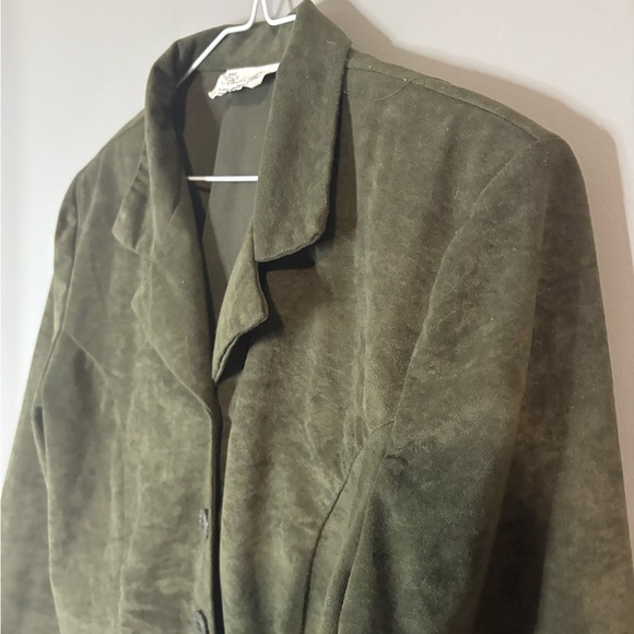 Brody Myles size small Olive Green felt like Women's Jacket/Blazer, button up - Picture 4 of 6